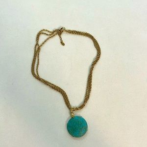 Monet Double Chain Necklace with Teal Pendant-can add scent gel to back